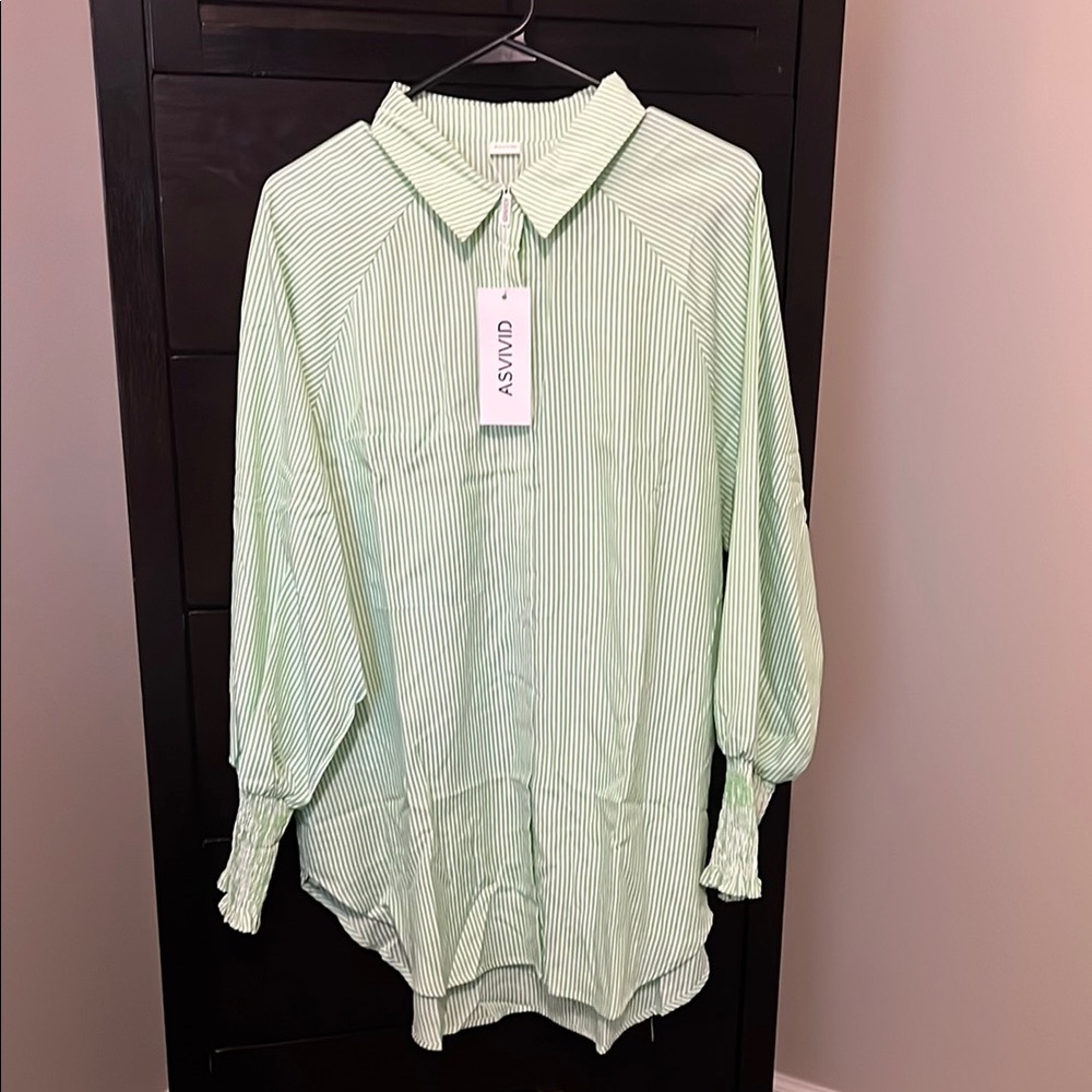 Amazon Women's Green Striped Blouse